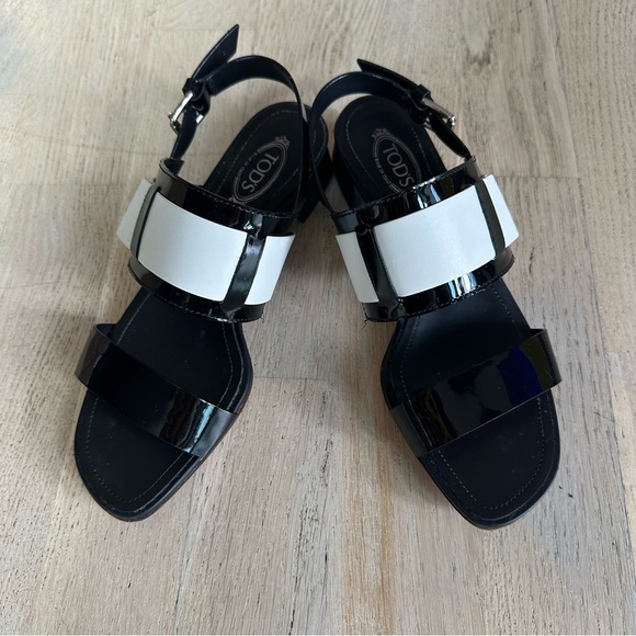 Tod’s Black & White Block Heel Sandal 36 - Picture 5 of 11